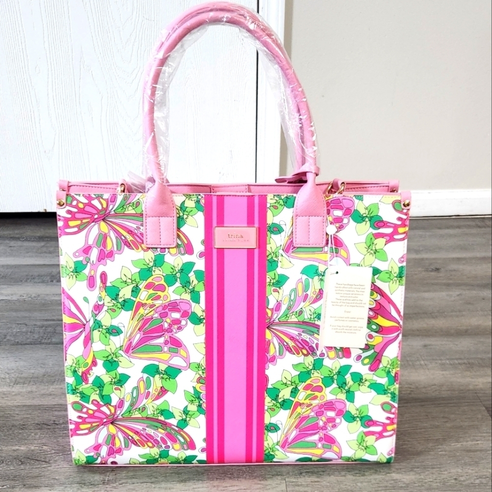 New!Trina Turk Butterfly Stripe Tote‎ Bag